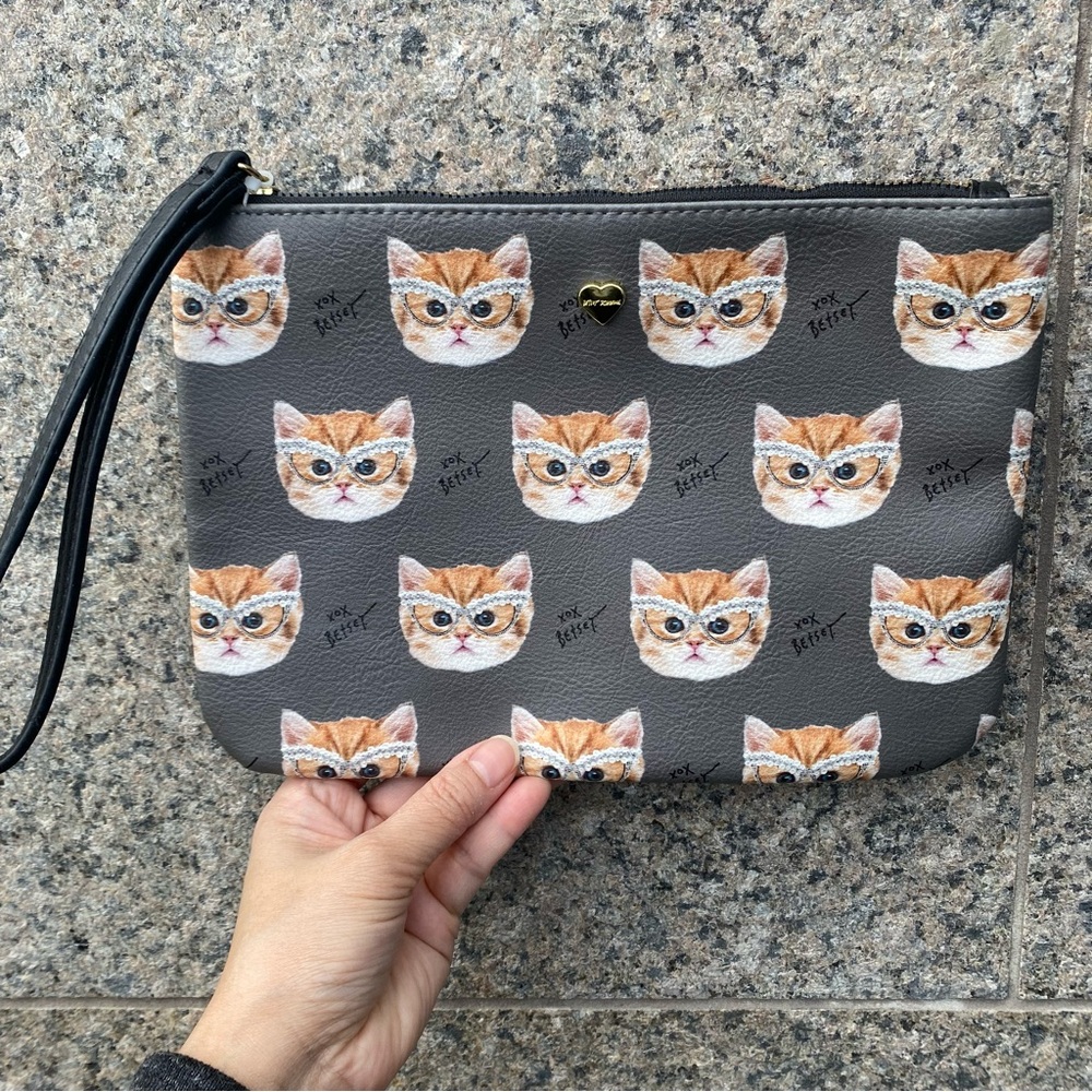 Betsey Johnson Cat Design Cosmetic Bag